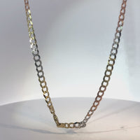 14KT Gold Chain Hollow Tri Tone Curb 4.5mm