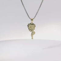 14KT Gold Charm Small Betty Boop Full Body with Diamond Cut Hair and Plain Bell