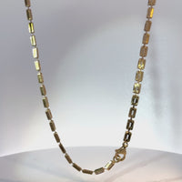 14K Gold Chain Baguette Tennis Chain with White CZ Stones and Plain Clasp 3.5mm