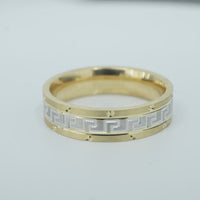 14KT Gold Ring Unisex Solid Two Tone Greek Center with Designer Screw Border