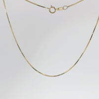 14KT Gold Solid Thin Chain Disco Box Link with Pinwheel Clasp .8mm