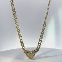 14KT Gold Chain Greek Chino Heart White CZ Double Box with Diamond Outline on Clasp 6mm