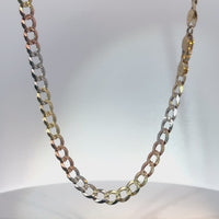 14KT Gold Chain Solid Tri Tone Curb 7mm