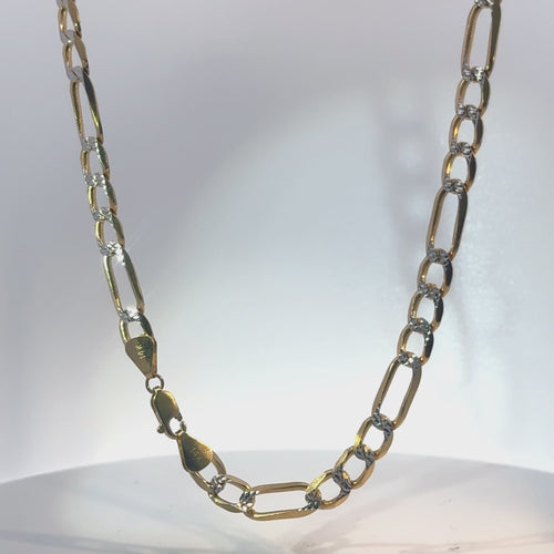 14KT Gold Chain Hollow Figaro Pave 6mm