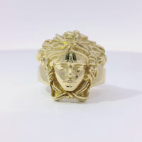 14KT Gold Ring Women's Jumbo Medusa Head Plain Band
