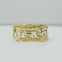 14KT Gold Ring Women's Split Band Good Luck Horseshoe Flower Elephant "13" Center Plain Split Band