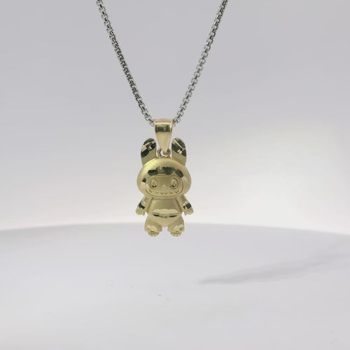 14KT Gold Charm Small Puff Full Body LaBuBu with Plain Bell