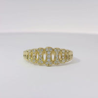 14KT Gold Ring Women's Band 13 Bones 7 are White CZ Stones