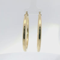 14KT Gold Earrings Hoops Plain 2 Inch Hollow Tube 4mm