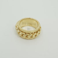 14KT Gold Ring Men's Band Jumbo Cuban Spinner Greek Border Plain Name Plate