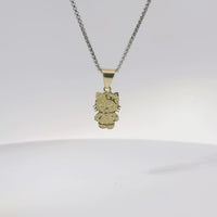 14KT Gold Charm Small Full Body Diamond Cut Hello Kitty with Plain Bell