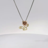 14KT Gold Charm Mini Two Tone Tulip with Plain Bell