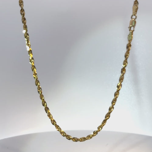 14KT Gold Chain Hollow Diamond Cut Rope 2.5mm