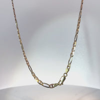 14KT Gold Chain Hollow Tri Tone Figaro Mariner 4.5mm