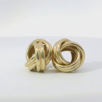 14KT Gold Earrings Medium Two Strand Round Knot with Push Back Post and Butterfly Backs