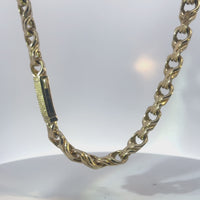 14KT Gold Chain Hollow Chino with White CZ Box Clasp 14mm