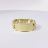 14KT Gold Ring Unisex Mini Plain Name Plate with No Border and Chino Band