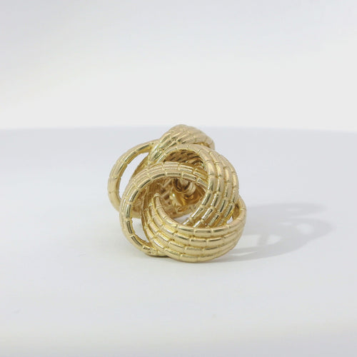 14KT Gold Earrings Medium Braided Notched Cords Knot with Push Back Post and Butterfly Backs