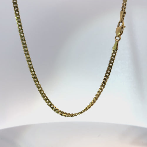 14KT Gold Chain Hollow Miami Cuban with Plain Clasp 2mm