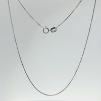 14KT White Gold Solid Thin Chain Box Link with Pinwheel Clasp .5mm