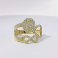 14KT Gold Ring Women's White CZ Stones Infinity / Heart / Cluster Circle with Plain Split Band