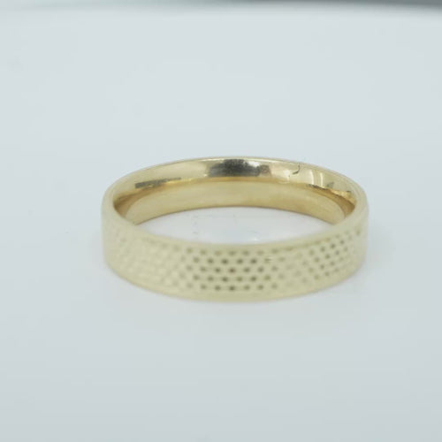 14KT Gold Ring Unisex Solid Diamond Cut File Pattern Band