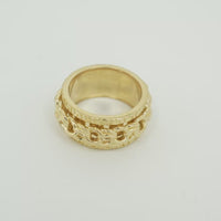 14KT Gold Ring Men's Band Mini Chino Spinner Greek with Name Plate