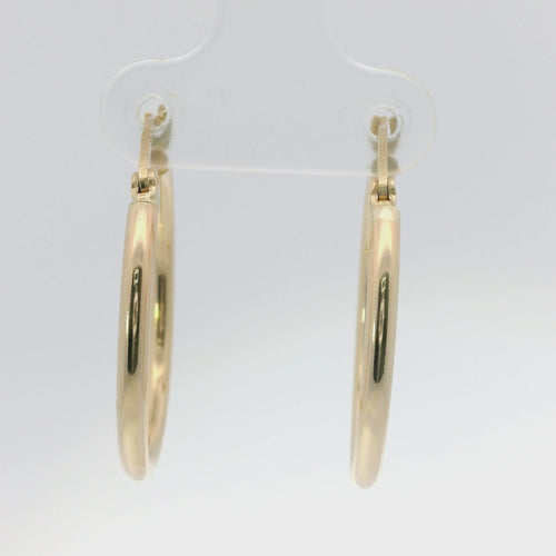 14KT Gold Earrings Hoops Plain 2.75 Inch Hollow Tube 2mm