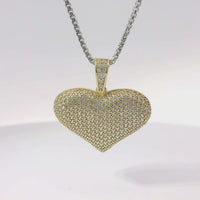 14KT Gold Charm Medium White CZ Stones Heart with White CZ Stones Bell