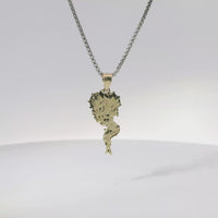 14KT Gold Charm Medium Betty Boop Full Body with Diamond Cut Hair and Plain Bell