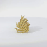 14KT Gold Earrings Medium Feathered Spiral with Push Back Post and Butterfly Backs