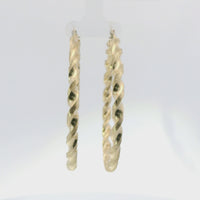 14KT Gold Earrings Hoops Twisted 2.5 Inch Hollow Tube 3mm