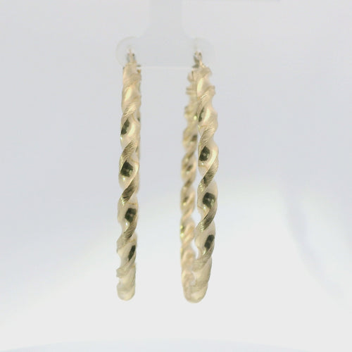14KT Gold Earrings Hoops Twisted 2.5 Inch Hollow Tube 3mm