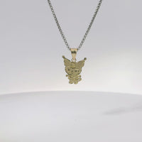 14KT Gold Charm Small Diamond Cut Kuromi with Plain Bell