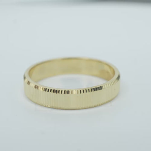 14KT Gold Ring Unisex Solid Currency Edge Band