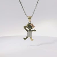14KT Gold Charm Jumbo Tri Tone Girl with Plain Bell