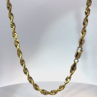 14KT Gold Chain Hollow Diamond Cut Rope 4.5mm