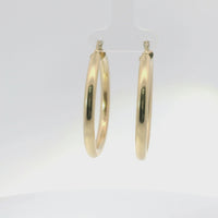 14KT Gold Earrings Hoops Plain 1.5 Inch Hollow Tube 4mm