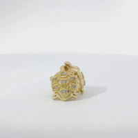 14KT Gold Earrings Small White CZ Stones Nugget Turtle with Push Back Post and Butterfly Backs