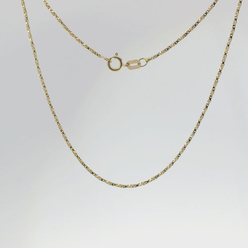 14KT Gold Solid Thin Chain Disco Box Link with Pinwheel Clasp 1mm