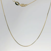 14KT Gold Solid Thin Chain Box Link with Pinwheel Clasp .8mm