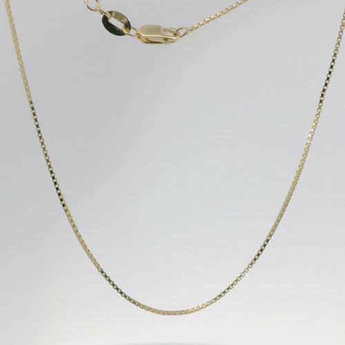14KT Gold Solid Thin Chain Box Link with Pinwheel Clasp .8mm