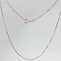 14KT Gold Solid Thin Chain Box Link with Pinwheel Clasp .5mm