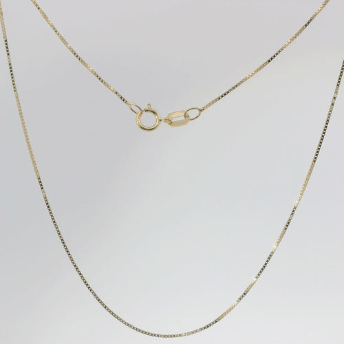 14KT Gold Solid Thin Chain Box Link with Pinwheel Clasp .5mm