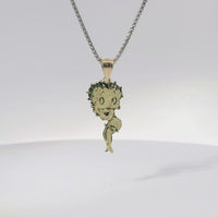 14KT Gold Charm Large Betty Boop Full Body with Diamond Cut Hair and Plain Bell