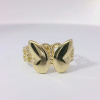 14KT Gold Ring Women's Plain Butterfly Center with Chino Link Band