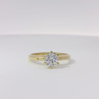 14KT Gold Women's Ring 6 Prong White Solitaire Classic Plain Band