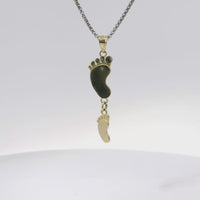 14KT Gold Charm Medium Double Vertical Feet with Plain Bell