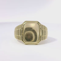 14KT Gold Ring Women's Engravable Rectangle with Watch Band Sides