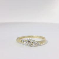 14KT Gold Ring Women's Light Weight Mini Marquise White CZ Stone Mock Bypass Band